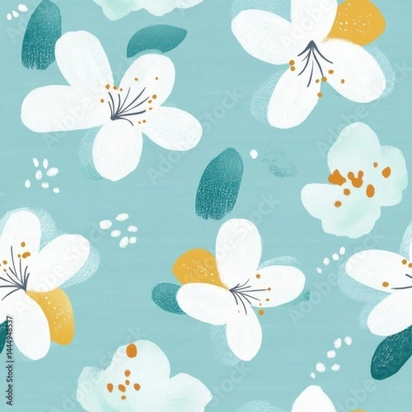 Obraz Elegant Floral Pattern on Soft Teal Background.