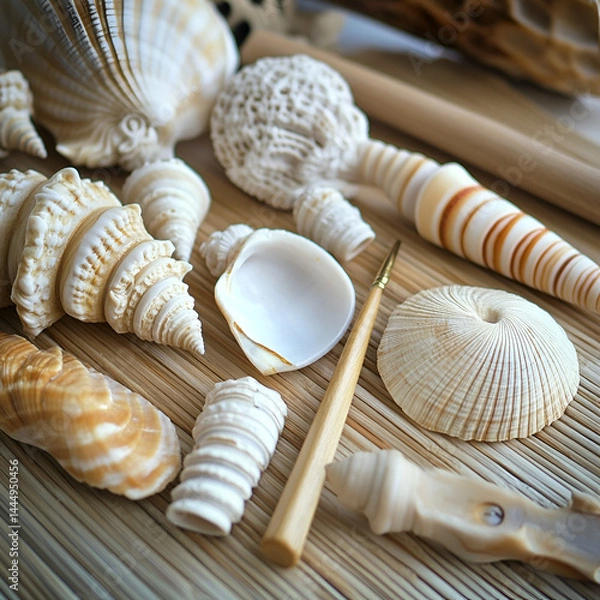 Fototapeta Collecting unique shells coastal beach photography natural environment close-up marine life appreciation