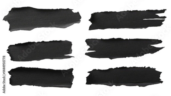 Fototapeta High-Quality Black Paint Smudge Strokes on White Background for Artistic Creativity and Design Projects in Graphic Design and Art Applications