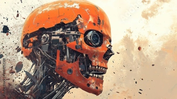 Fototapeta Artistic depiction of cybernetic implants revolutionizing human capabilities