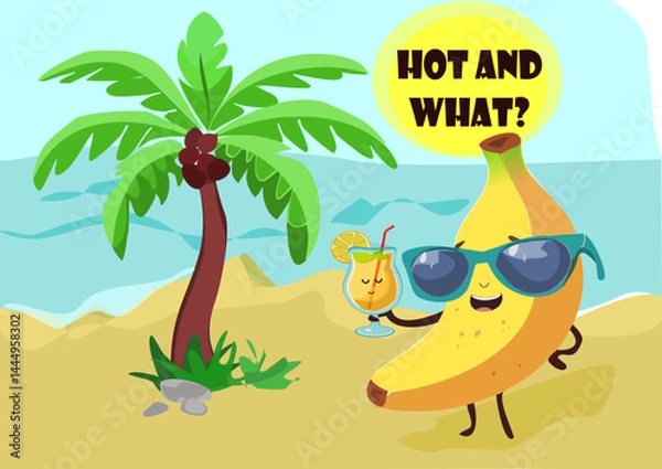 Fototapeta vector illustration of a tropical beach