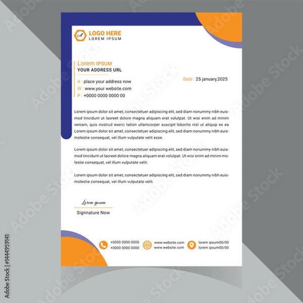 Fototapeta Modern and Professional Corporate Letterhead Template for Clean Business Communication and Strong Brand Identity .
