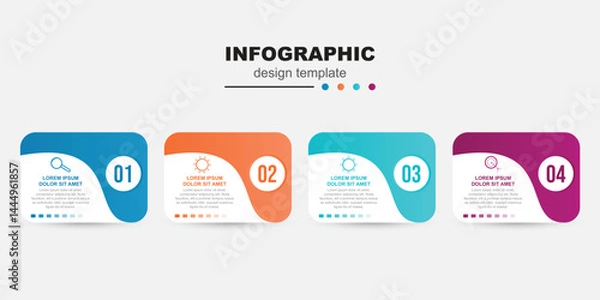 Fototapeta Rounded square infographic with color blocks