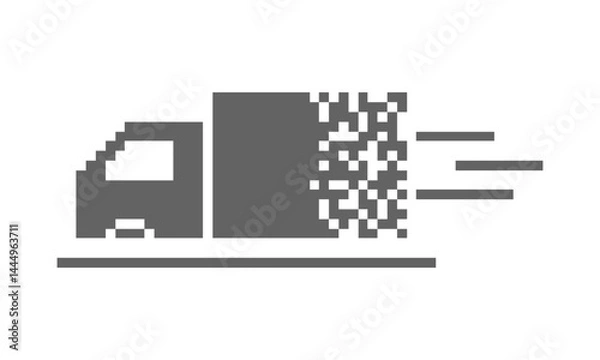 Fototapeta illustration delivery cargo truck vector icon pixel art