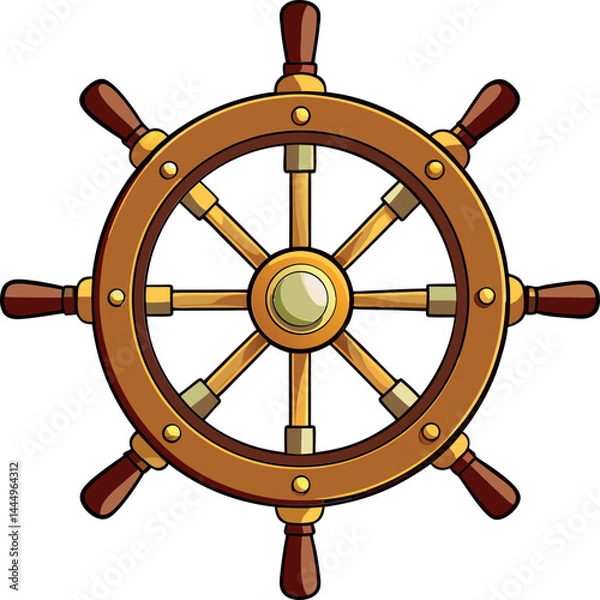 Fototapeta High-Quality Nautical Ship Wheel Vector Illustration for Authentic Maritime, Sailing, and Navigation Designs – The Ultimate Asset for Adobe Stock and Creative Sea Adventures