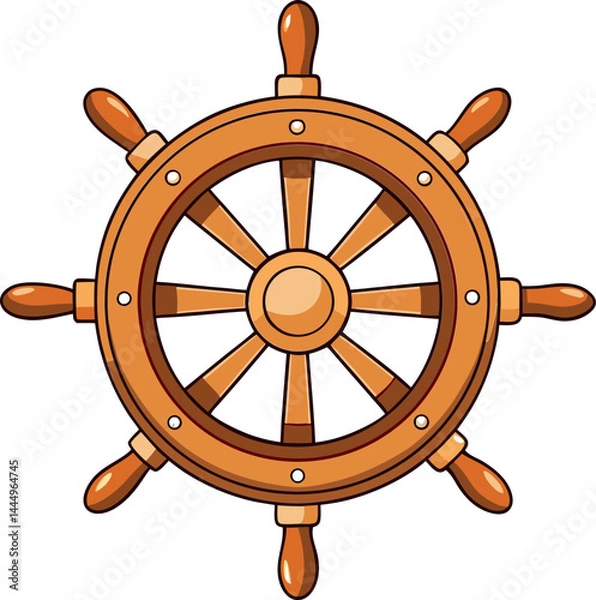 Fototapeta High-Quality Nautical Ship Wheel Vector Illustration for Authentic Maritime, Sailing, and Navigation Designs – The Ultimate Asset for Adobe Stock and Creative Sea Adventures