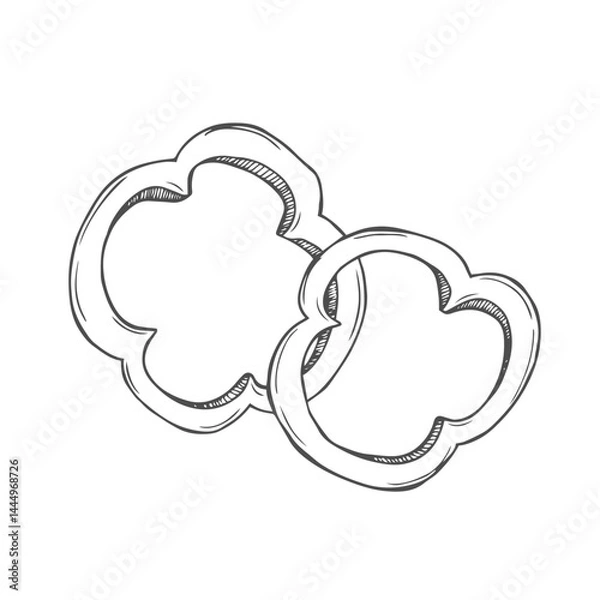 Fototapeta Pepper slice hand drawn vector sketch. Vegetable engraved style object. Paprika slices