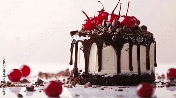 Obraz layer cake melting chocolate detail Photography white back background