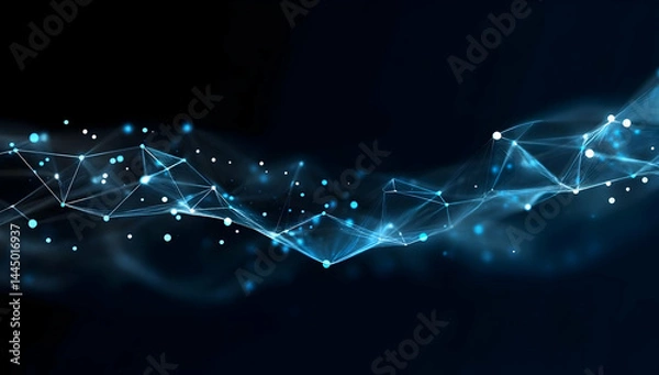 Fototapeta A mesmerizing abstract representation of digital connections, featuring glowing lines and nodes against a dark background, symbolizing innovation and data flow.