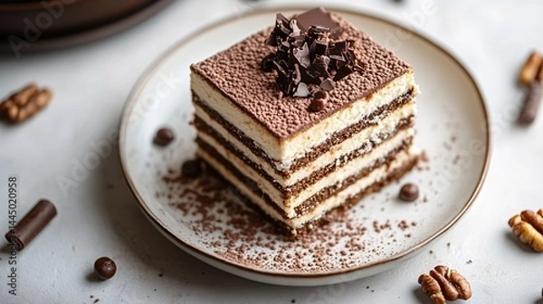 Obraz opera cake crispy surface Photography white back background