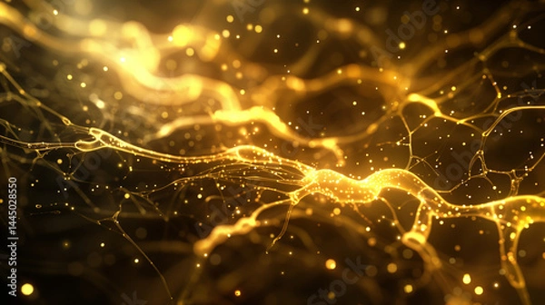 Fototapeta 
Glowing neural network with synaptic sparks, abstract brain hemisphere forming learning pathways - the essence of cognitive evolution