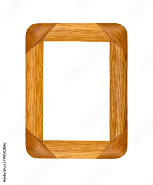 Fototapeta Wooden rectangular picture frame with simple design isolated on transparent background