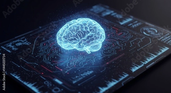 Fototapeta Artificial Intelligence Concept with Futuristic Interface
