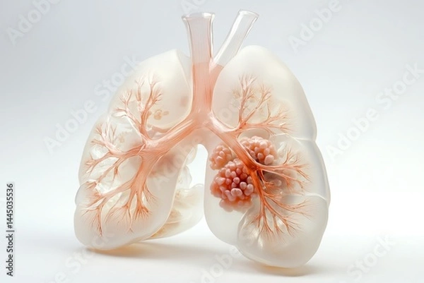 Fototapeta Detailed Artistic Model of Human Lungs with Intricate Vasculature