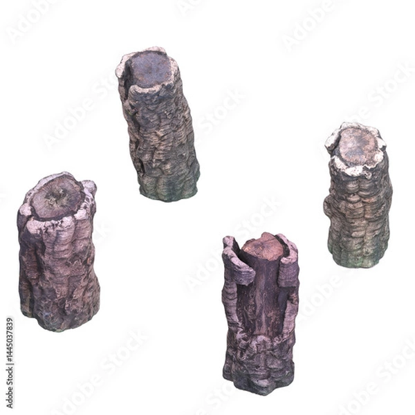Obraz 3D rendering illustration of a set of 4 wood logs