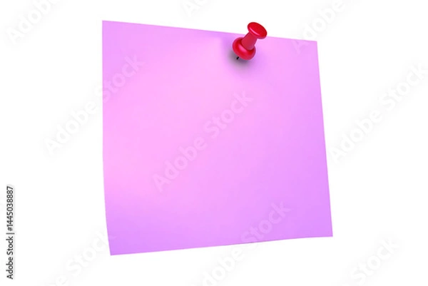 Fototapeta Purple sticky post-it note with red pushpin  isolated on white background PNG