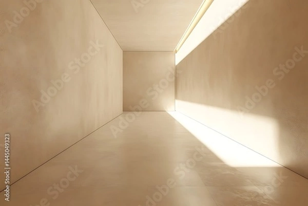 Fototapeta Beige Room Sunlight Shadow Empty Interior Space
