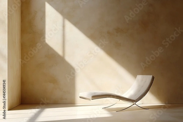 Fototapeta Beige Room Sunlight Shadow Minimalist Design