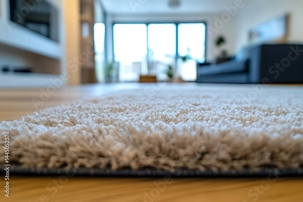 Fototapeta Beige Shag Rug Soft Plush Carpet Home Living Room