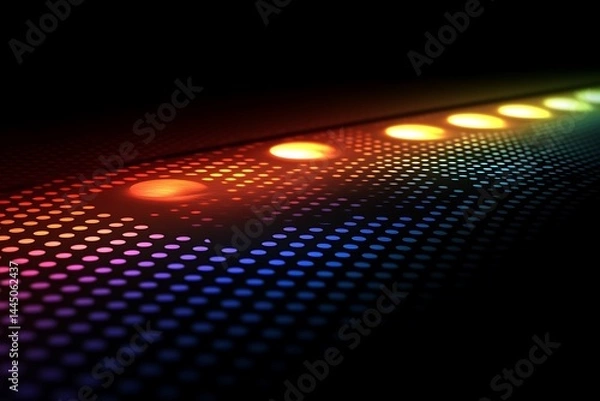 Obraz Rainbow lights streak across dotted surface