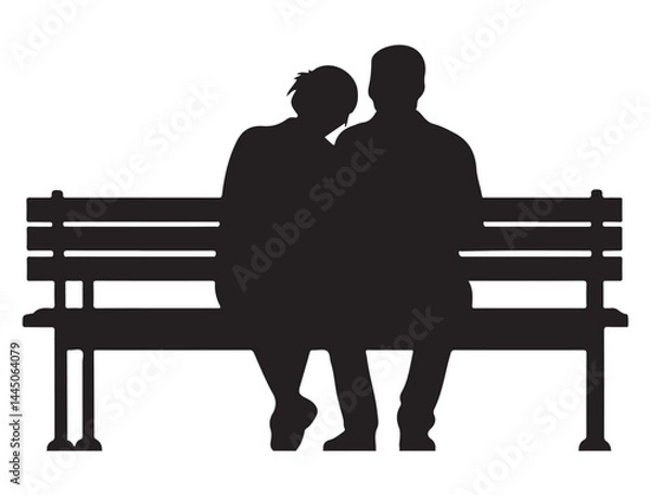 Obraz COUPLE SITTING ON BENCH SILHOUETTE