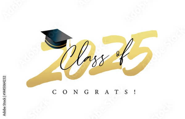Fototapeta Class of 2025, creative calligraphy for t-shirt design. Congratulation graduation, luxury typography web slide. Congrats, Class of 2025 design for photo album. Vector illustration
