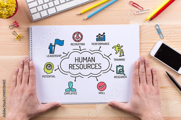 Obraz Human Resources chart with keywords and sketch icons