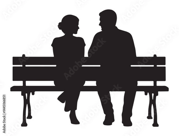Obraz COUPLE SITTING ON BENCH SILHOUETTE