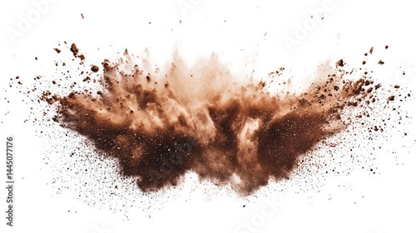 Obraz Vibrant Brown Dust Explosions Isolated on Transparent Background for Creative Design Projects