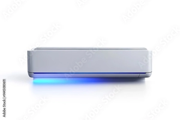 Obraz Modern White Device with Blue Ambient Lighting, Minimalist Tech, Clean Studio Shot