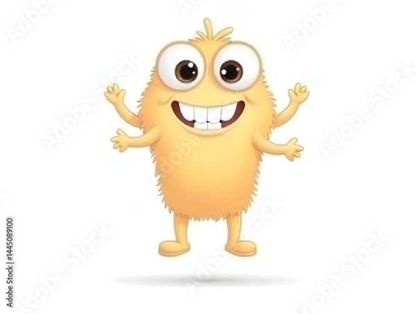 Obraz Happy Smiling Cartoon Character with Open Arms for Kids Coloring Books and Fun Activities