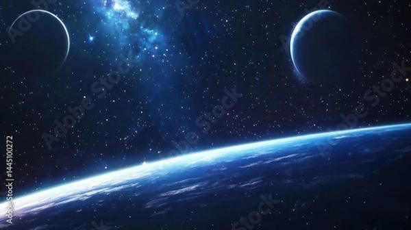 Fototapeta A breathtaking view of distant planets and stars from space.