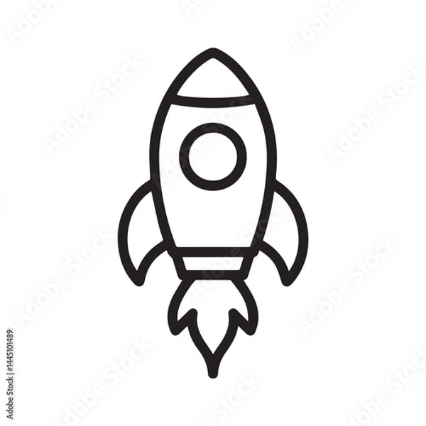 Fototapeta Rocket Icon Soaring High: A sleek, minimalist rocket icon ascends gracefully, symbolizing innovation, progress, and the boundless spirit of exploration. It embodies dreams of reaching new heights