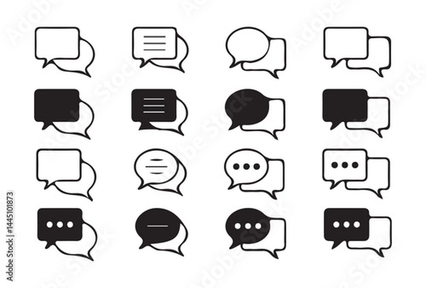Obraz Big Communication icons. Talk bubble, dialog. Web icon set. Online communication. Conversation, SMS, Notification, Group Chat, Social media message. Vector illustration