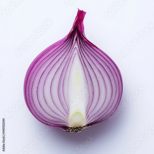 Obraz Close Up of a Sliced Red Onion on White Background
