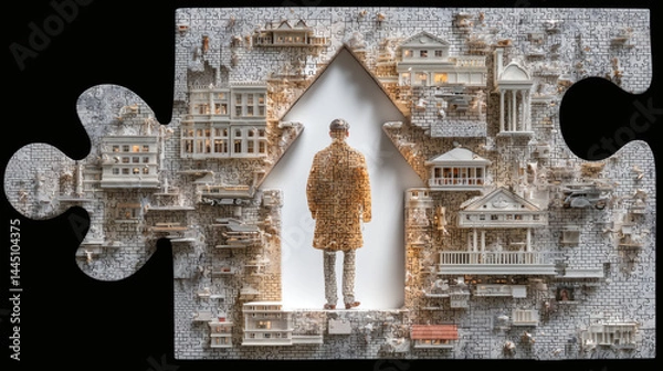 Obraz Unique Visual Representation of Puzzle Piece Architecture and Solitude