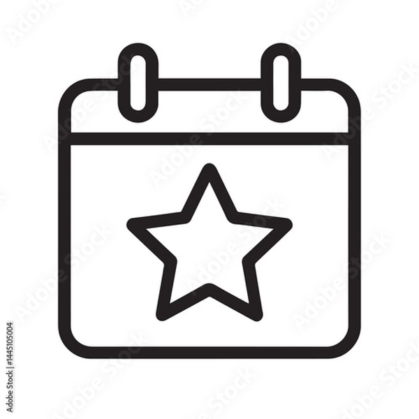 Obraz Calendar Star Icon: A simple yet striking icon featuring a calendar with a star inside, symbolizing important dates or special events. Perfect for scheduling apps, planners, and websites.