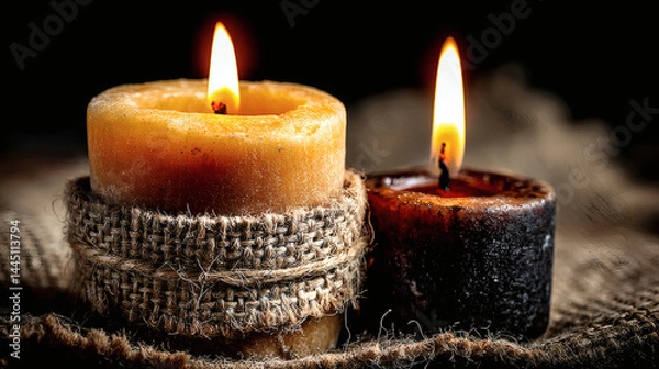 Obraz Warm Candlelight in Rustic Surroundings Creating Calm Ambiance
