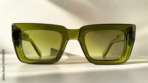 Fototapeta Effortless Edge: Olive Green Sunglasses with a Rectangular Frame