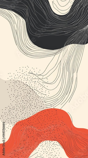 Fototapeta Creative concept posters covers with modern abstract shapes waves hand drawn lines, background colorful vector