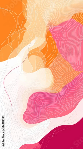 Fototapeta Creative concept posters covers with modern abstract shapes waves hand drawn lines, background colorful vector