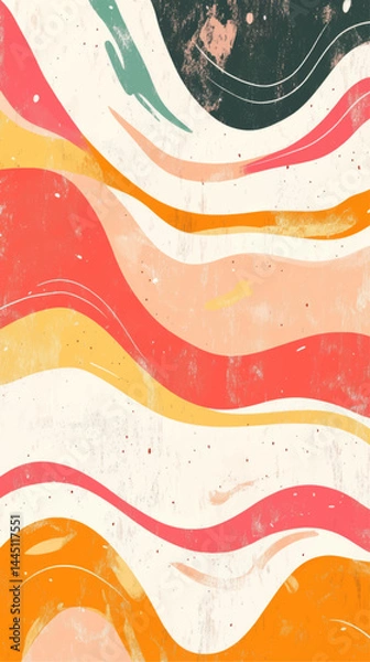Fototapeta Creative concept posters covers with modern abstract shapes waves hand drawn lines, background colorful vector