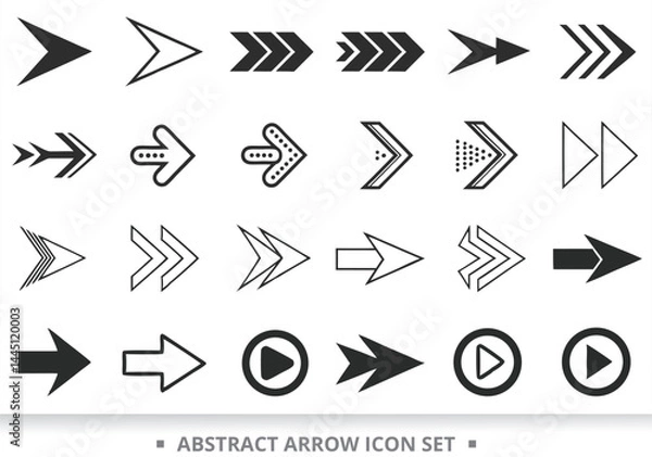 Obraz Abstract Arrow Icon Set for Directional Navigation, Business, Ecommerce, Finance, Accounting. Big Set Icons Collection.