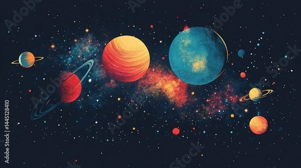 Obraz Cosmic Canvas Painted Planets  Nebulae