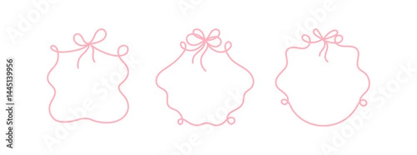 Fototapeta Elegant vintage frame Bow vector line set Coquette