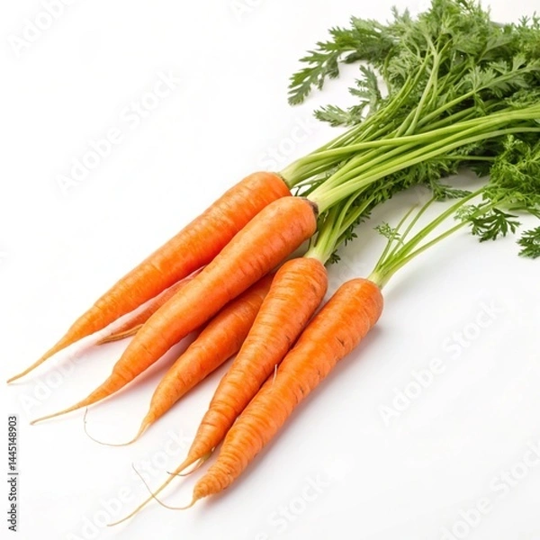 Obraz Fresh Carrots Isolated on White Background Perfect for Healthy Eating and Organic Food