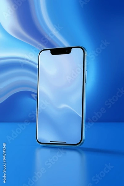 Fototapeta Stunning Blue Smartphone Design: Modern Technology at its Finest