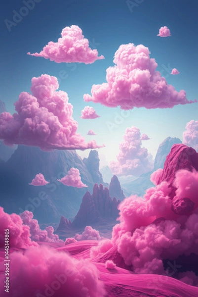 Obraz Pink Candy Cloudscape Over Mountains