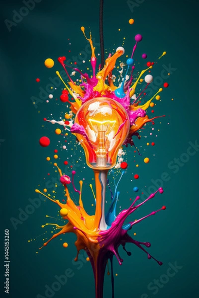 Obraz Explosive Colorful Paint Splash Lightbulb Art
