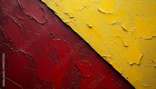 Obraz Textured diagonal split; deep red and gold hues